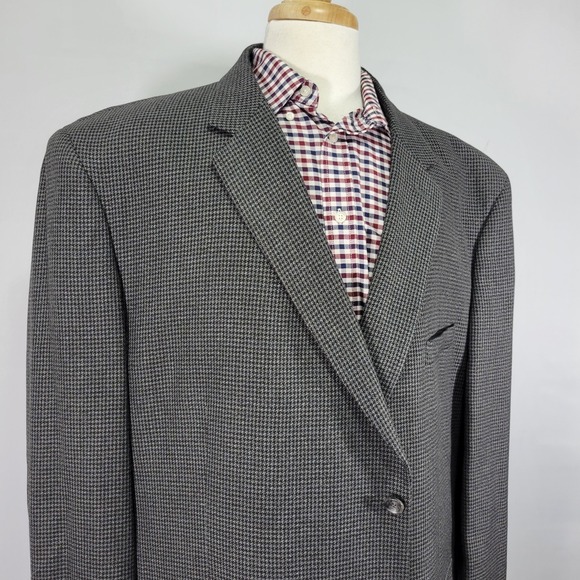 Joseph Feiss Men's Sport Coat Blazer Two Button Houndstooth Gray Poly Blend 56R - Picture 8 of 14